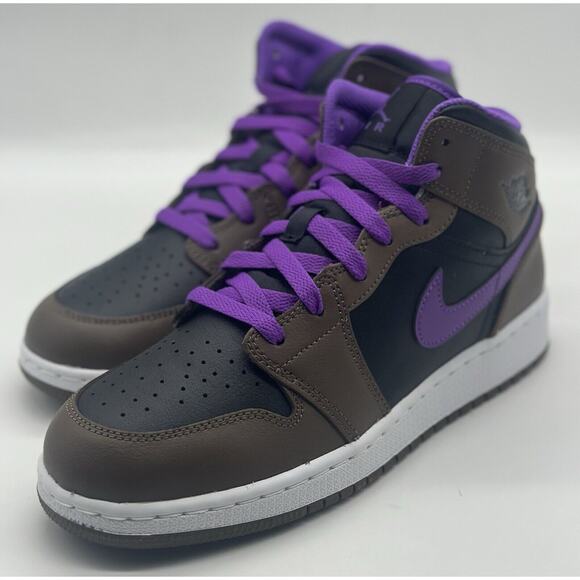 Jordan Shoes - NEW Nike Air Jordan 1 Mid Purple Mocha DQ8423-215 Youth Size 7Y Women’s Size 8.5